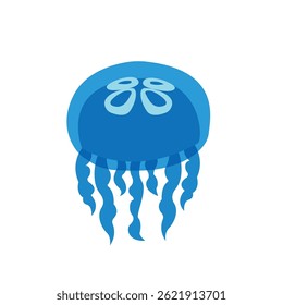 blue jellyfish vector illustration emoji symbol sign icon flat design