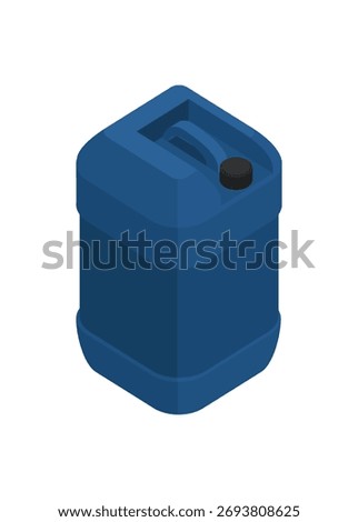 Blue jerry can. Simple flat illustration in isometric view.