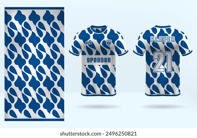 Blue jersey design template with nice pattern