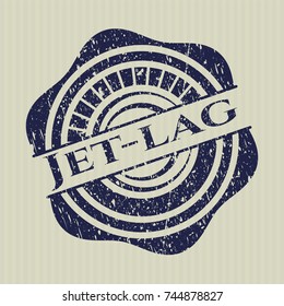 Blue Jet-lag rubber stamp with grunge texture