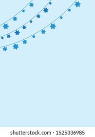 Blue Jewish Background with Jewish Star Bunting Decoration on one Side