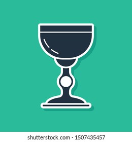 Blue Jewish goblet icon isolated on green background. Jewish wine cup for kiddush. Kiddush cup for Shabbat.  Vector Illustration