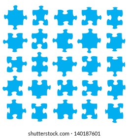 Blue jigsaw pieces that fit together to suit your own artwork.