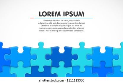 Blue jigsaw puzzle. Blank simple background. Vector illustration