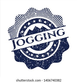 Blue Jogging rubber grunge stamp