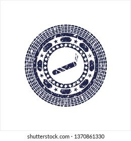 Blue joint, cigarette icon inside rubber stamp