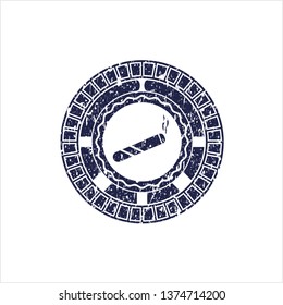 Blue joint, cigarette icon inside rubber stamp
