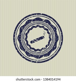 Blue joint, cigarette icon inside distress rubber grunge texture stamp