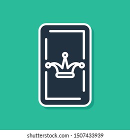 Blue Joker playing card icon isolated on green background. Casino gambling.  Vector Illustration