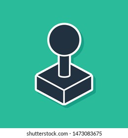 Blue Joystick for arcade machine icon isolated on green background. Joystick gamepad.  Vector Illustration