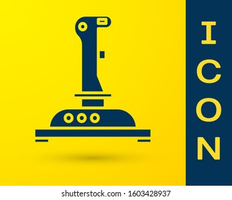Blue Joystick for arcade machine icon isolated on yellow background. Joystick gamepad.  Vector Illustration