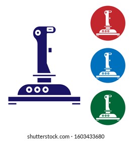 Blue Joystick for arcade machine icon isolated on white background. Joystick gamepad. Set color icons in circle buttons. Vector Illustration