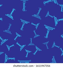 Blue Joystick for arcade machine icon isolated seamless pattern on blue background. Joystick gamepad.  Vector Illustration