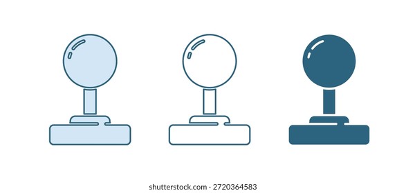 Blauer Joystick für Arcade-Maschine-Symbol einzeln auf weißem Hintergrund. Joystick-Gamepad.  Vektorgrafik