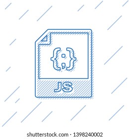 Blue JS file document icon. Download js button line icon isolated on white background. JS file symbol. Vector Illustration