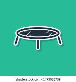 Blue Jumping trampoline icon isolated on green background.  Vector Illustration