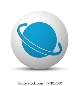 Blue Jupiter Icon icon on sphere on white background