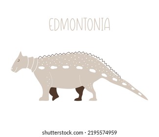 Blue Jurassic dinosaur edmontonia isolated on white background. Vector illustration of wild animal.