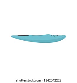 Blue kayak icon. Flat illustration of blue kayak vector icon for web isolated on white
