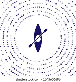 Blue Kayak and paddle icon isolated on white background. Kayak and canoe for fishing and tourism. Outdoor activities. Abstract circle random dots. Vector Illustration