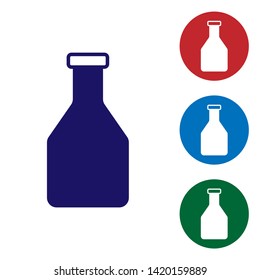 Blue Ketchup bottle icon isolated on white background. Set color icon in circle buttons. Vector Illustration