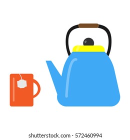 Blue kettle with cup