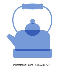 Blue kettle flat illustration
