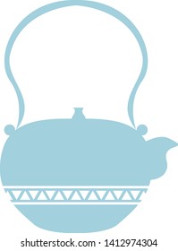 Blue kettle geometric illustration isolated on background