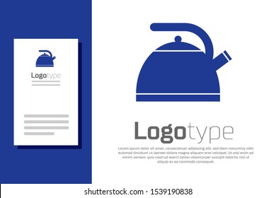 Blue Kettle with handle icon isolated on white background. Teapot icon. Logo design template element. Vector Illustration