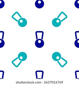Blue Kettlebell icon isolated seamless pattern on white background. Sport equipment.  Vector