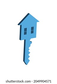 blue key with house of real estate theme