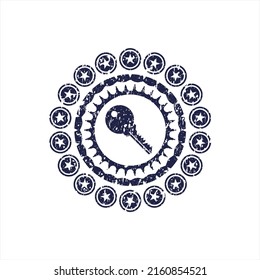 Blue key icon inside rubber texture. 