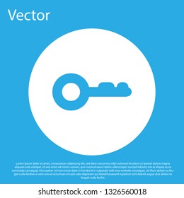 Blue Key icon isolated on blue background. White circle button. Flat design. Vector Illustration