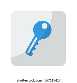 Blue Key icon on grey rounded square button on white
