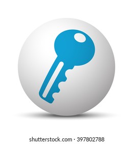 Blue Key icon on sphere on white background