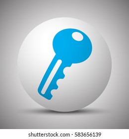 Blue Key icon on white sphere