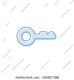 Blue Key line icon isolated on white background. Vector Illustration