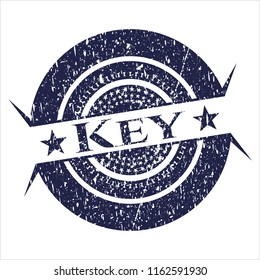 Blue Key rubber seal with grunge texture