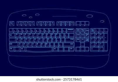 Blue keyboard with a border. Vector illustration