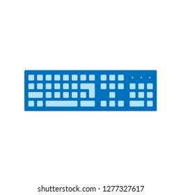 Blue keyboard icon, flat design. Vector.