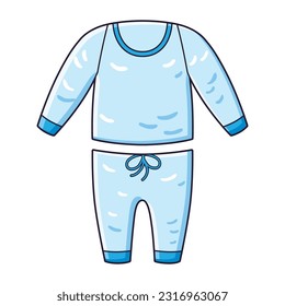 Blue kid clothes or pajamas isolated vector illustration