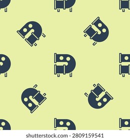 Blue Kid playground slide pipe icon isolated seamless pattern on yellow background.  Vector
