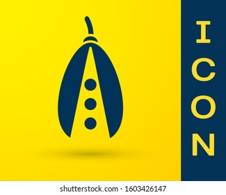 Blue Kidney beans icon isolated on yellow background.  Vector Illustration