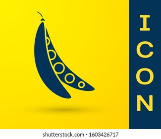 Blue Kidney beans icon isolated on yellow background.  Vector Illustration