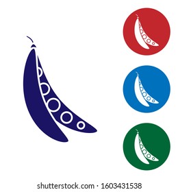 Blue Kidney beans icon isolated on white background. Set color icons in circle buttons. Vector Illustration