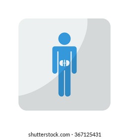 Blue Kidneys icon on grey rounded square button on white