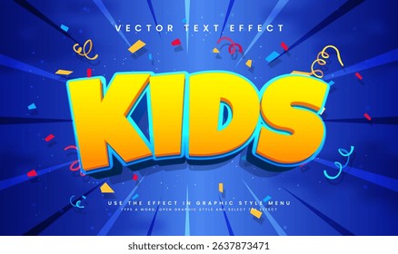 Blue kids, editable vector text effect. Happy style, suitable for funny concept.
