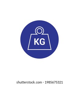 blue kilogram weight icon in circle. flat style isolated on white background