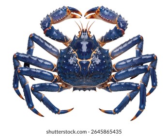 Blue King Crab Isolated on White Background – Exotic Marine Crustacean with Spiny Shell