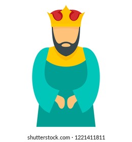 Blue king icon. Flat illustration of blue king vector icon for web design